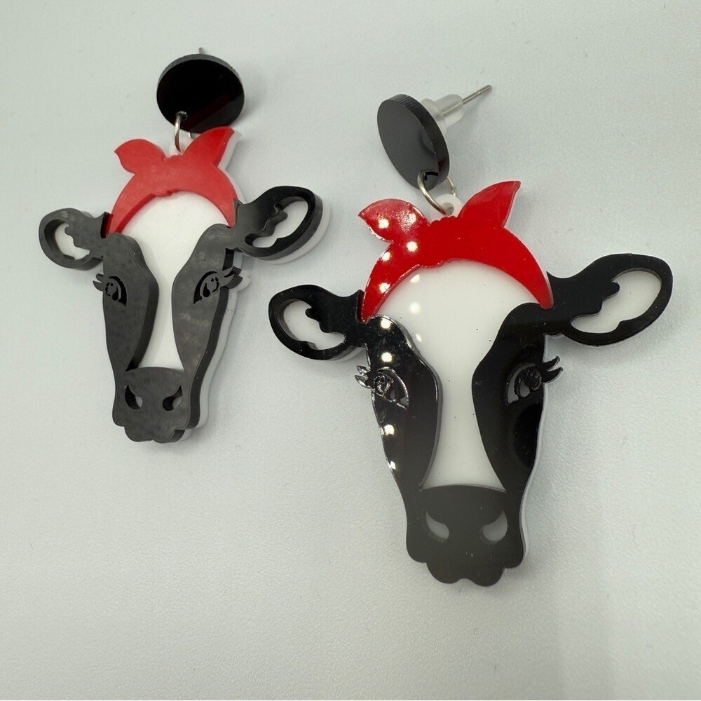 Milkmaid Dairy Cow Retro Acrylic Earrings